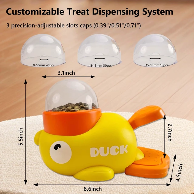 Alt view image 6 of 7 - Duck Treat Dispenser Toy,Slow Puzzle Feeder for Cats&Small Dogs | 3 Adjustable Openings Fit Treats & Kibble; Cat Puzzle Feeder Boosts IQ & Stimulation; Interactive Treat Toy Reduces Boredom