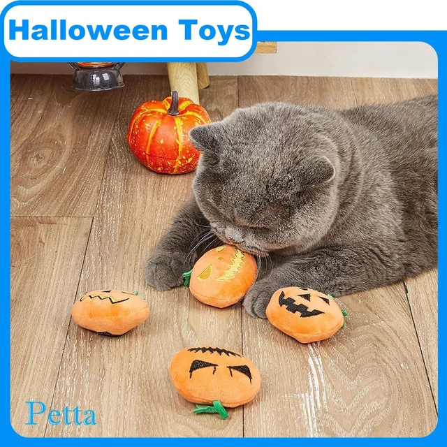 Alt view image 2 of 4 - Halloween Cat Toys, Pumpkin Squeak Toys for Cats Dogs Indoor, 4Pcs