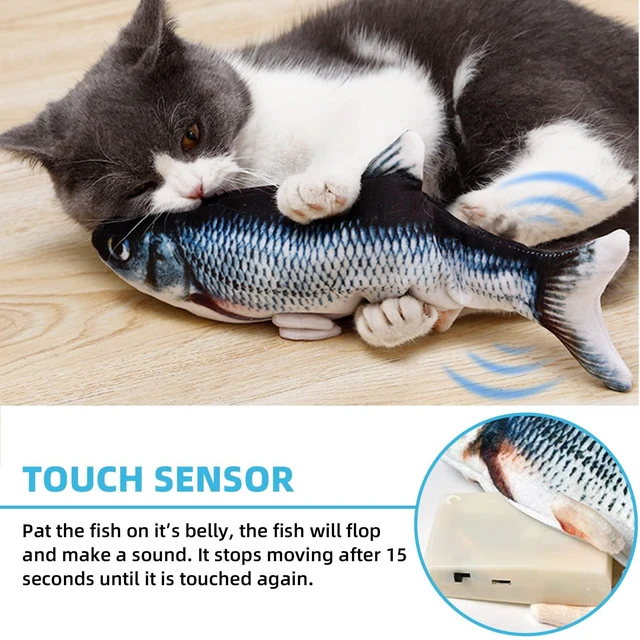 Alt view image 2 of 7 - Cat Toys Flopping Fish with Catnip, Moving Interactive Cat Toy | Cat Toy for Bored Indoor Cats, Kitten Kicker Floppy Dog Toy, 11" Electric Realistic Plush Wiggle Fish for Kitty Exercise