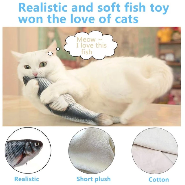 Alt view image 4 of 7 - Cat Toys Flopping Fish with Catnip, Moving Interactive Cat Toy | Cat Toy for Bored Indoor Cats, Kitten Kicker Floppy Dog Toy, 11" Electric Realistic Plush Wiggle Fish for Kitty Exercise