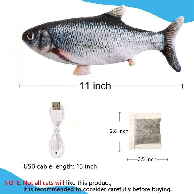 Alt view image 6 of 7 - Cat Toys Flopping Fish with Catnip, Moving Interactive Cat Toy | Cat Toy for Bored Indoor Cats, Kitten Kicker Floppy Dog Toy, 11" Electric Realistic Plush Wiggle Fish for Kitty Exercise