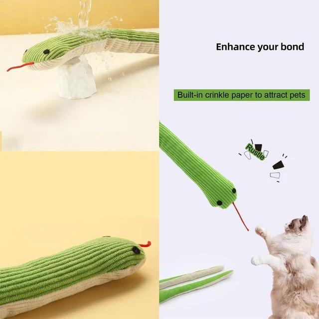 Alt view image 6 of 7 - Interactive Catnip Snake Toy, Crinkle Plush Teaser for Cats & Small Dogs | cat toyscat toys for indoor catsinteractive cat toycatnip toyssmall dog toysqueaky dog toysdog toycatnipcat