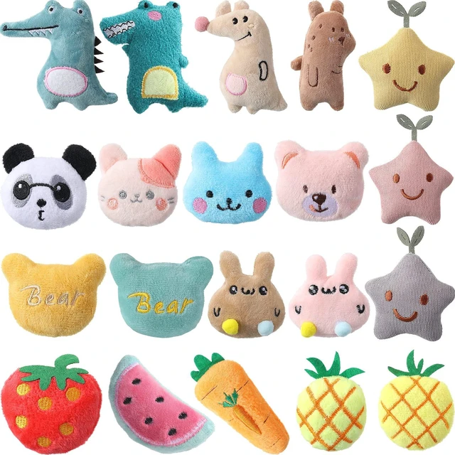 Main image of 20 Pack Catnip Toys for Indoor Cat Plush Chew Toy for Kitten | Bulk Animal Fruit Shapes, Plush Fillers Party Favors, Fabric Catnip Teeth Cleaning Interactive, Chewing Entertaining Dog Toys