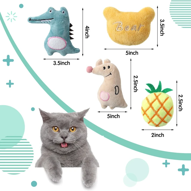 Alt view image 2 of 6 - 20 Pack Catnip Toys for Indoor Cat Plush Chew Toy for Kitten | Bulk Animal Fruit Shapes, Plush Fillers Party Favors, Fabric Catnip Teeth Cleaning Interactive, Chewing Entertaining Dog Toys