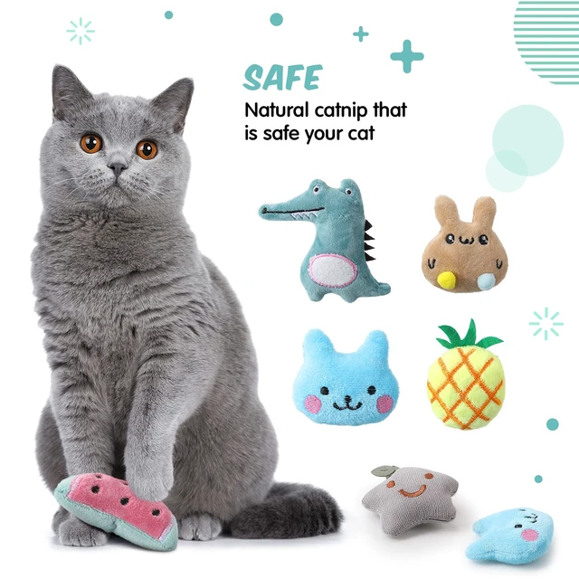 Alt view image 6 of 6 - 20 Pack Catnip Toys for Indoor Cat Plush Chew Toy for Kitten | Bulk Animal Fruit Shapes, Plush Fillers Party Favors, Fabric Catnip Teeth Cleaning Interactive, Chewing Entertaining Dog Toys