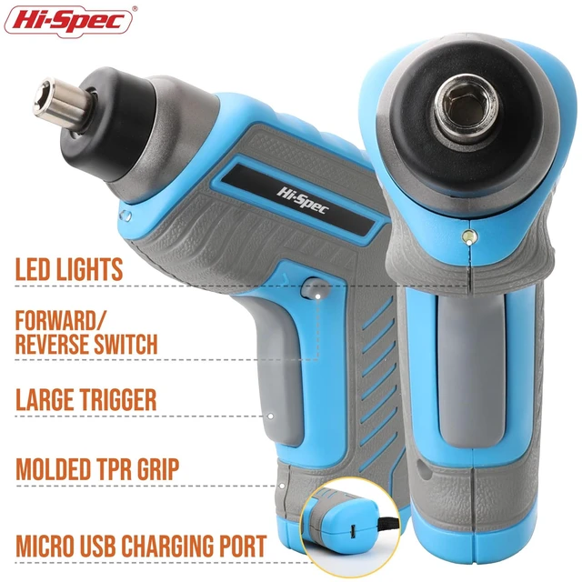 Alt view image 3 of 7 - 3.6V USB Electric Screwdriver for Home Repairs and Assembly,Blue | 35pc, fast assembly help, common screw bit selection, LED visibility, compact grip, quick household fixes, organized storage