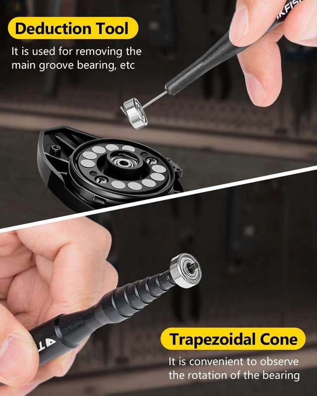 Alt view image 5 of 7 - Fishing Reel Maintenance Kit, Reel Repair Tool Kit, Fishing Reel Cleaning Set with Spool Pin Remover and 28 in 1 Screwdriver or 38 in 1 Electric Screwdriver