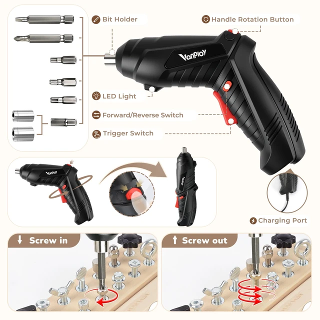 Alt view image 3 of 7 - Montessori Busy Board with Electric Drill Toys for 3 4 5 6 Year Old | Screwdriver Board Set with Lock and Key, Wooden Kid Tool Set for Kids 3-6, Fine Motor Skills Toys for Toddler Boy Girl Gifts