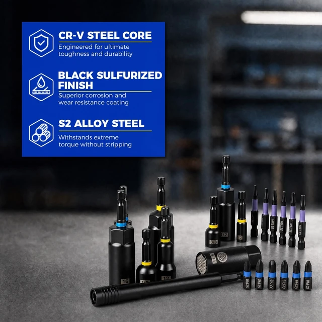 Alt view image 4 of 7 - 80-Pieces Magnetic Impact Nut Driver Set Metric & SAE | with Socket Adapters Impact Driver Bit Set Socket Set Deep Nut Driver Wing Nut Driver Tool Set Gift for Father and Friend