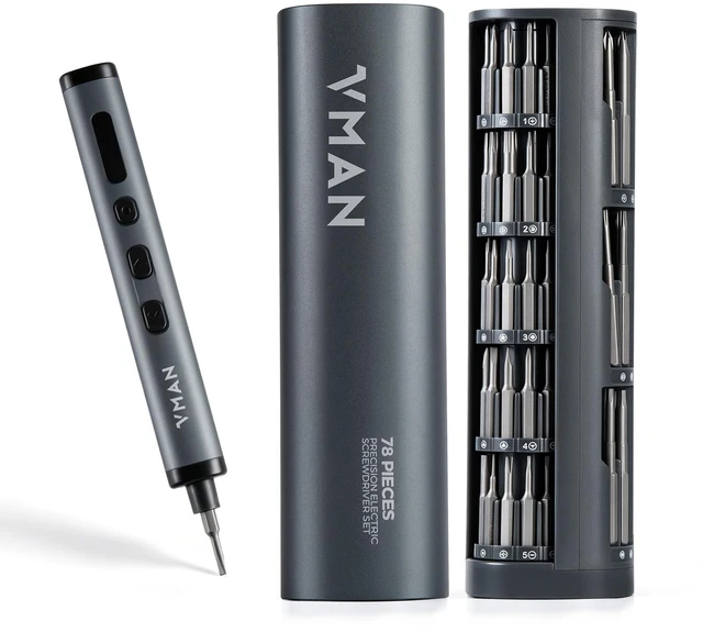 Main image of 78-in-1 Precision Electric Screwdriver Set for Electronics Repair | 72 Magnetic Bits, Max.0.5N.m, Mini cordless repair kit with 5 torque, rotatable storage rack, LED light, and Type-C charging
