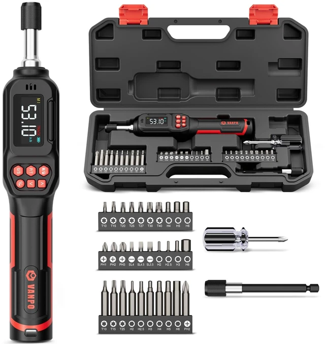 Main image of Torque Screwdriver 1/4" Digital for Gunsmithing, 2.65-53.10 in.lb | ±2% Accuracy, 0.3-6Nm, Electronic Digital Torque Wrench Screwdriver Set with 31Bits,LCD Display & Audible Buzzer for Bike