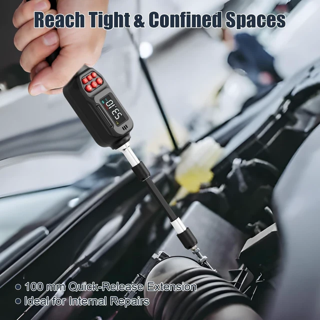 Alt view image 4 of 7 - Torque Screwdriver 1/4" Digital for Gunsmithing, 2.65-53.10 in.lb | ±2% Accuracy, 0.3-6Nm, Electronic Digital Torque Wrench Screwdriver Set with 31Bits,LCD Display & Audible Buzzer for Bike