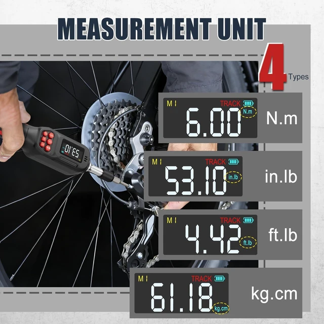 Alt view image 7 of 7 - Torque Screwdriver 1/4" Digital for Gunsmithing, 2.65-53.10 in.lb | ±2% Accuracy, 0.3-6Nm, Electronic Digital Torque Wrench Screwdriver Set with 31Bits,LCD Display & Audible Buzzer for Bike