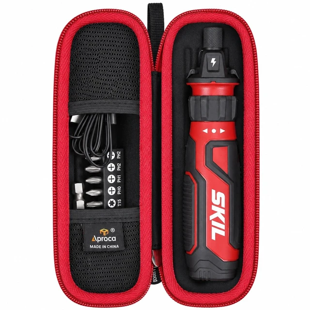 Main image of Case for SKIL SD561201 / Twist 2.0 Rechargeable 4V Screwdriver (Case Only) | Carrying Case, Water-resistant & Shock-resistant, Mesh Pocket Stores Screwdriver Bits,Bit Holder,Charging Cable