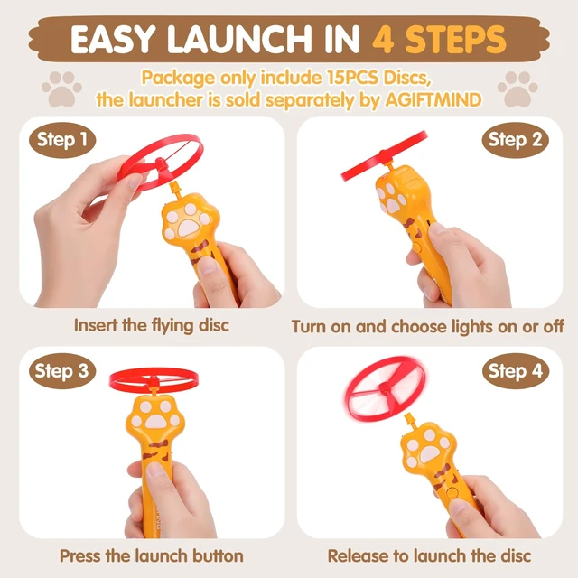 Alt view image 3 of 6 - 15 PCS Flying Spinners for Disc Launcher Interactive Cat Fetch Toy | Additional Discs for Cat Fetch Toy, Outdoor & Indoor Pet Chasing Training Hunting Toy