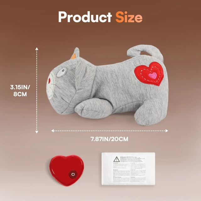 Alt view image 6 of 7 - Heartbeat Cat Plush Toy Calming Kitten Companion with Realistic Heartbeat, Anxiety Relief for Indoor Cats Dogs Pets
