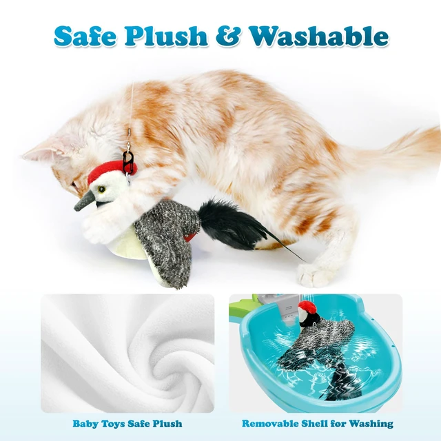 Alt view image 5 of 6 - Cat Toys, Flapping Wings Cute Woodpecker, No Flying, Chirping Bird Interactive Catnip Toy for Kitten or Small Dogs, Touch Activated, Rechargeable