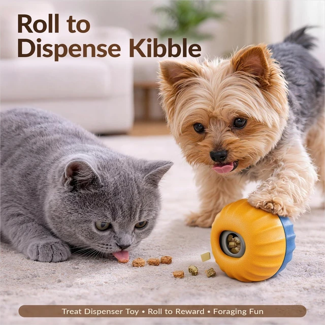 Alt view image 4 of 7 - 3-in-1 Frozen Treat Toy & Dispenser Ball for Small/Tiny Dogs & Cats | Two prep-ahead cups skip messy unmolding, swap fast and keep pets focused through grooming, nail trims, crate time and meals.