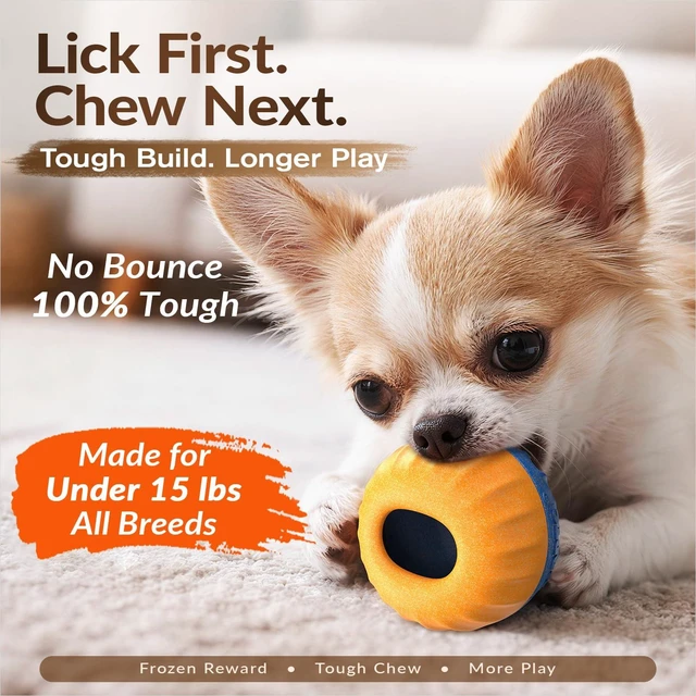 Alt view image 5 of 7 - 3-in-1 Frozen Treat Toy & Dispenser Ball for Small/Tiny Dogs & Cats | Two prep-ahead cups skip messy unmolding, swap fast and keep pets focused through grooming, nail trims, crate time and meals.