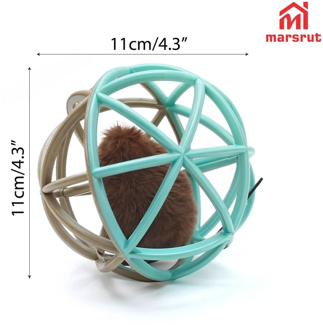 Alt view image 2 of 7 - Squeaky Mouse Ball Cat Toy with Simulated Sound, 4.3in Mouse Ball Cage, Squeky Balls for Cats to Play With Indoor, Interactive Plastic Squeak Funny Toys Best for Playing Chasing Chewing Training