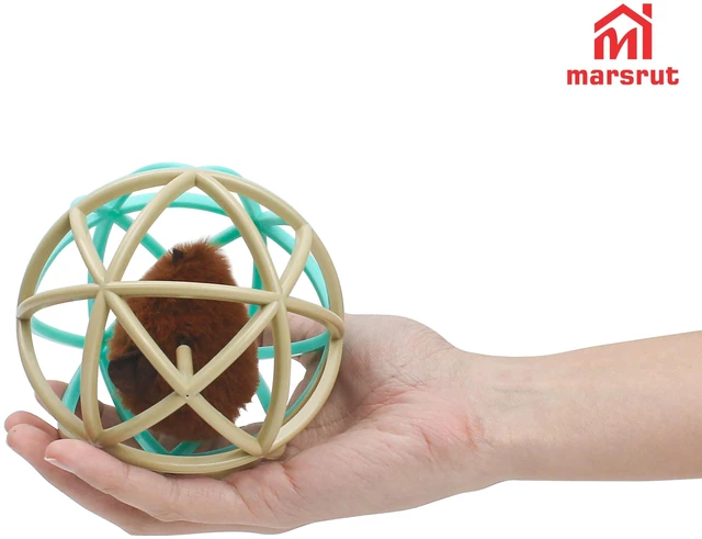 Alt view image 3 of 7 - Squeaky Mouse Ball Cat Toy with Simulated Sound, 4.3in Mouse Ball Cage, Squeky Balls for Cats to Play With Indoor, Interactive Plastic Squeak Funny Toys Best for Playing Chasing Chewing Training