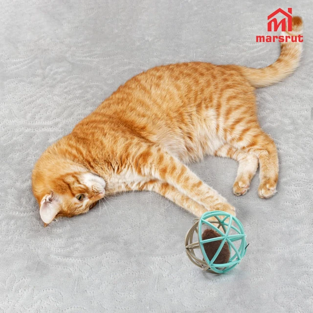 Alt view image 7 of 7 - Squeaky Mouse Ball Cat Toy with Simulated Sound, 4.3in Mouse Ball Cage, Squeky Balls for Cats to Play With Indoor, Interactive Plastic Squeak Funny Toys Best for Playing Chasing Chewing Training