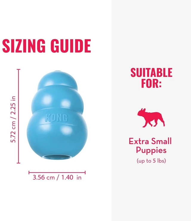 Alt view image 4 of 7 - Puppy, Natural Rubber Teething Chew Toy, for XS Puppies, Blue | Gentle Natural Teething Rubber Toy, Stuffable for Treats & Built for Chewing & Fetch with Growing Puppies