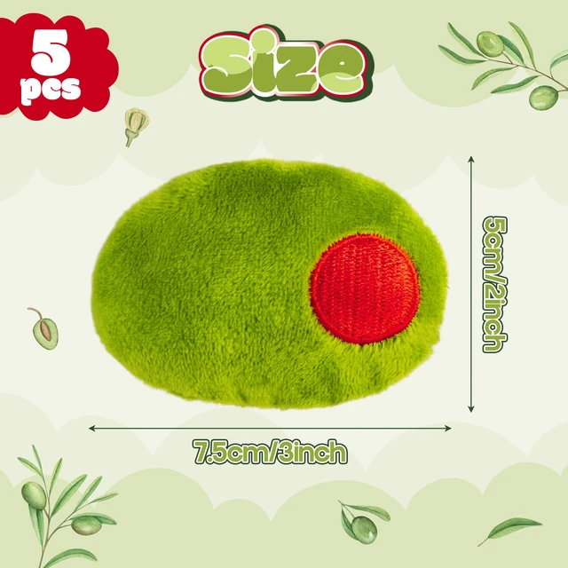 Alt view image 2 of 6 - 5Pcs Olive Catnip Crinkle Paper Sound Toys for Cat, Catmint Cat Toy Gift | Soft Cotton, Durable for Chew Kick, Catnip Filled Plush Green Olive Interactive Toy for Indoor Kittens Boredom Exercise Play