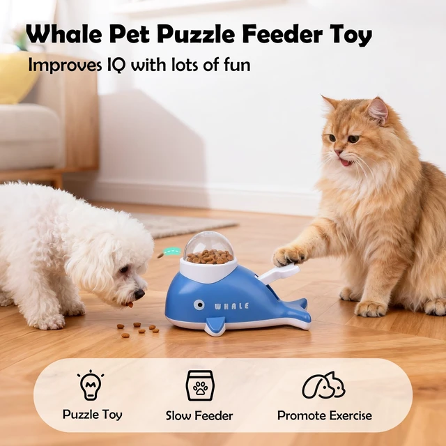 Alt view image 4 of 7 - Interactive Whale Dog Puzzle Toy & Cat Slow Feeder Food Dispenser | Whale-shaped interactive puzzle toy and slow feeder for dogs and cats
