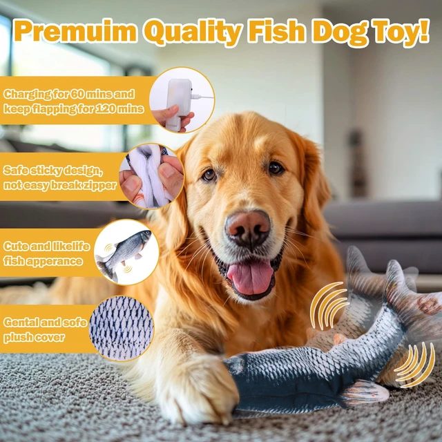 Alt view image 4 of 7 - Interactive Dog Toys Fish | Keeps Small, Medium & Large Dogs Busy Indoors & Outdoors - Rechargeable, Plush & Squeaky