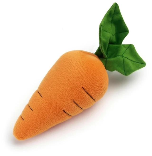 Main image of Durable Plush Dog and Cat Toys with Multi-Squeaks and Crinkle Paper. (Orange, 8-Inch Carrot)