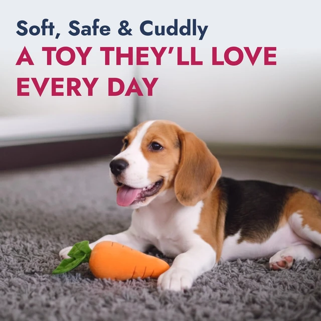 Alt view image 2 of 6 - Durable Plush Dog and Cat Toys with Multi-Squeaks and Crinkle Paper. (Orange, 8-Inch Carrot)