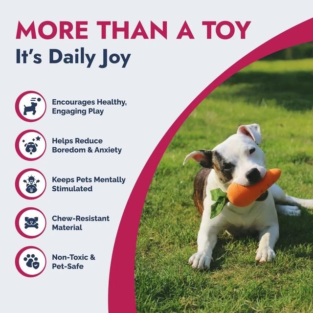 Alt view image 4 of 6 - Durable Plush Dog and Cat Toys with Multi-Squeaks and Crinkle Paper. (Orange, 8-Inch Carrot)