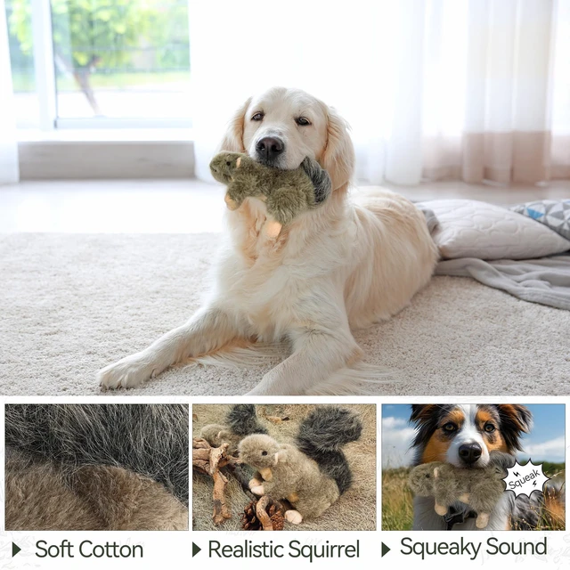 Alt view image 7 of 7 - Interactive Dog Squirrel Plush Squeaky Toy - Perfect Puppy Enrichment Toy, Large