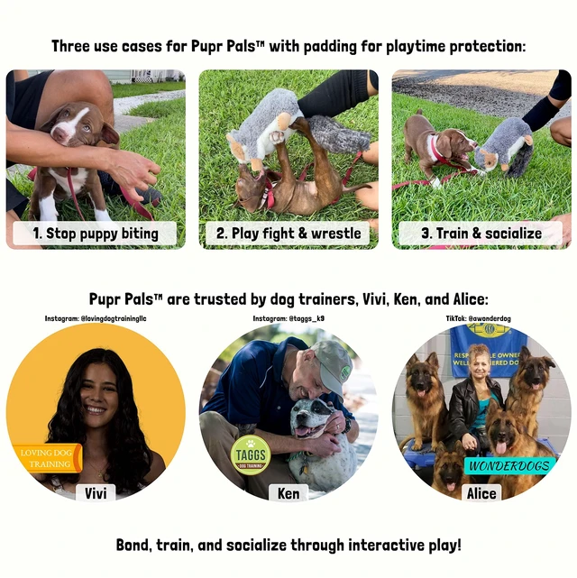 Alt view image 4 of 7 - Pupr Pals Dog Toy Puppet with Tough Padding for Safe Interactive Play, Protection to Stop Puppy Biting Hands; for Boredom-Busting Training and Exercise
