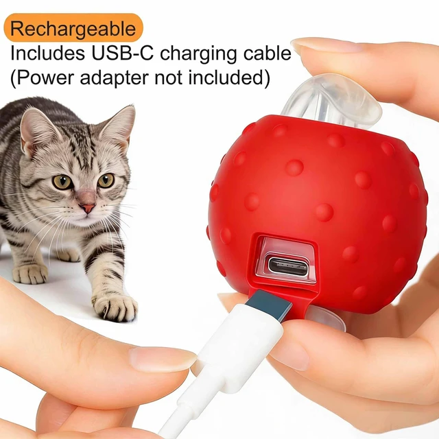 Alt view image 5 of 7 - Tiny Fetch Motion Dog Toy,Interactive Cat Toy Rolling Ball | Chewie Viral Dog Ball with Bird Chirping, Red Smart Automatic Rolling Pet Balls