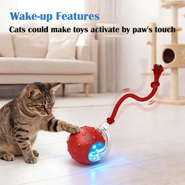 Alt view image 7 of 7 - Tiny Fetch Motion Dog Toy,Interactive Cat Toy Rolling Ball | Chewie Viral Dog Ball with Bird Chirping, Red Smart Automatic Rolling Pet Balls