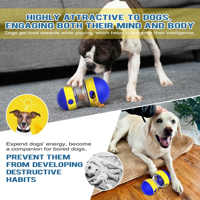 Alt view image 6 of 6 - Dog Treat Dispensing Puzzle Toy Adjustable Food Dispenser Slow Feeder Puppy Enrichment Training Rolling Ball Pet Interactive Chase Toys for Small Medium Large Dogs to Keep Them Busy