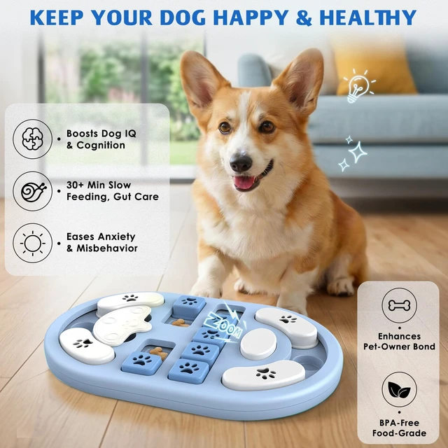 Alt view image 2 of 6 - Dog Puzzle Toy, Interactive Treat Dispensing Toys, Gray | Dog Enrichment Toys, IQ Training & Mental Stimulation, Non-Slip Slow Feeder, For Puppies Small Medium Large Dogs Cats