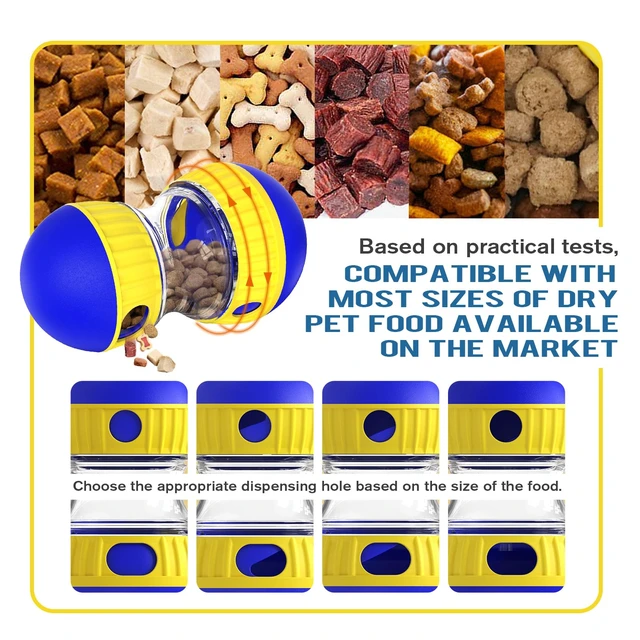 Alt view image 3 of 6 - Dog Treat Dispensing Puzzle Toy Adjustable Food Dispenser Slow Feeder Puppy Enrichment Training Rolling Ball Pet Interactive Chase Toys for Small Medium Large Dogs to Keep Them Busy