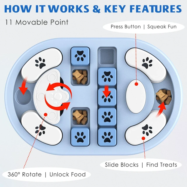 Alt view image 5 of 6 - Dog Puzzle Toy, Interactive Treat Dispensing Toys, Gray | Dog Enrichment Toys, IQ Training & Mental Stimulation, Non-Slip Slow Feeder, For Puppies Small Medium Large Dogs Cats