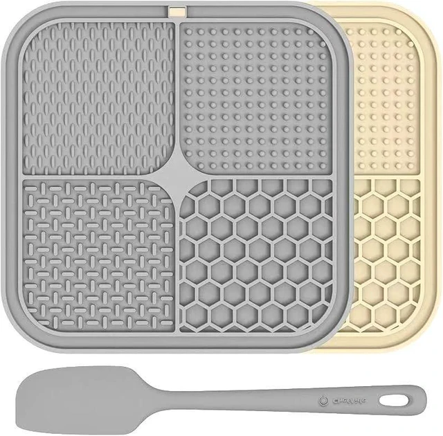 Main image of 2 Pack Lick Mat for Dogs, Cats & Puppies with Suction Cups | 8.5×8.5 inch, Dog Anxiety Relief, Slow Feeder Dog Bowls, Ideal for Bathing, Grooming and Training, Relieves Boredom