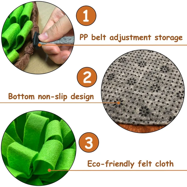 Alt view image 3 of 7 - Pet Snuffle Mat for Dogs,Interactive Feed Puzzle for Boredom,Encourages Natural Foraging Skills for Cats Rabbits Dogs Bowl, Dog Treat Dispenser Indoor Outdoor Stress Relief,Travel Portable and Compact