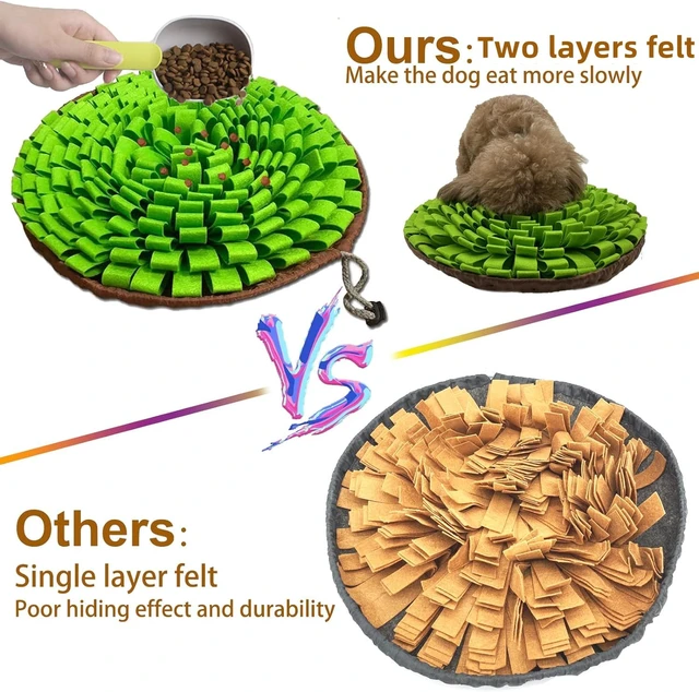 Alt view image 6 of 7 - Pet Snuffle Mat for Dogs,Interactive Feed Puzzle for Boredom,Encourages Natural Foraging Skills for Cats Rabbits Dogs Bowl, Dog Treat Dispenser Indoor Outdoor Stress Relief,Travel Portable and Compact