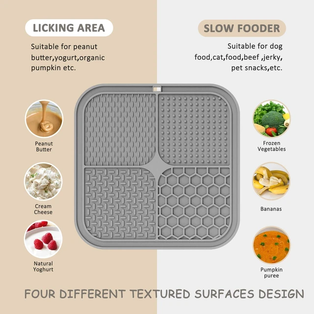 Alt view image 3 of 7 - 2 Pack Lick Mat for Dogs, Cats & Puppies with Suction Cups | 8.5×8.5 inch, Dog Anxiety Relief, Slow Feeder Dog Bowls, Ideal for Bathing, Grooming and Training, Relieves Boredom