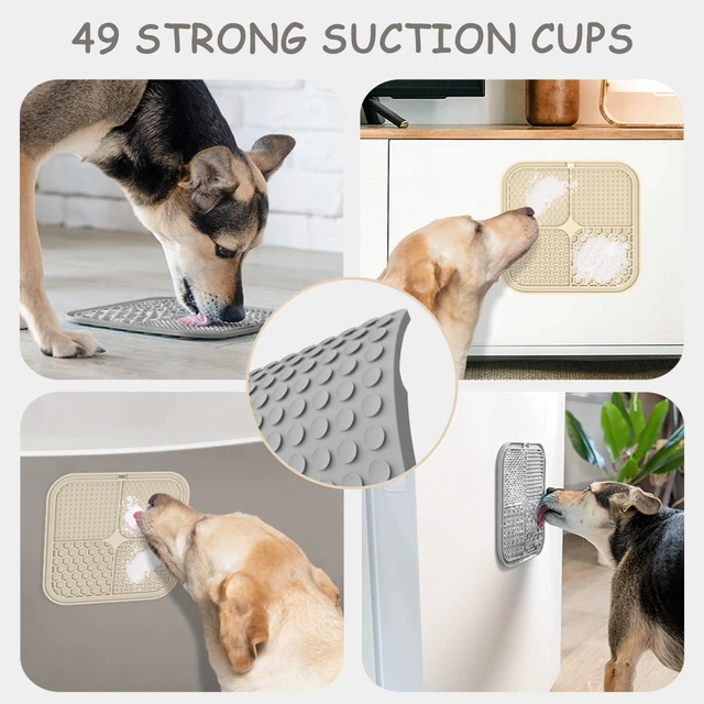 Alt view image 4 of 7 - 2 Pack Lick Mat for Dogs, Cats & Puppies with Suction Cups | 8.5×8.5 inch, Dog Anxiety Relief, Slow Feeder Dog Bowls, Ideal for Bathing, Grooming and Training, Relieves Boredom