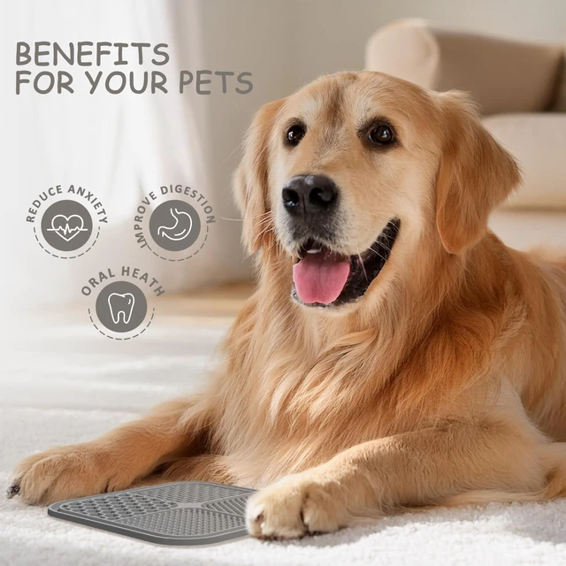 Alt view image 6 of 7 - 2 Pack Lick Mat for Dogs, Cats & Puppies with Suction Cups | 8.5×8.5 inch, Dog Anxiety Relief, Slow Feeder Dog Bowls, Ideal for Bathing, Grooming and Training, Relieves Boredom