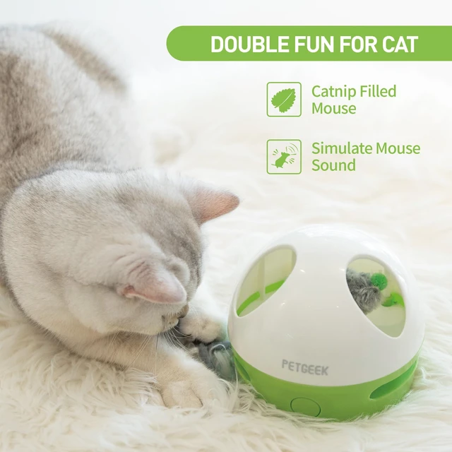 Alt view image 3 of 7 - Hidey Mouse Electronic Interactive Cat Toy, Hide Mouse Cat Toy with Squeaky Mouse, Automatic Cat Toys with Catnip Filled Hidey Mouse, Cat Toys Interactive for Indoor Cats Play (Green)