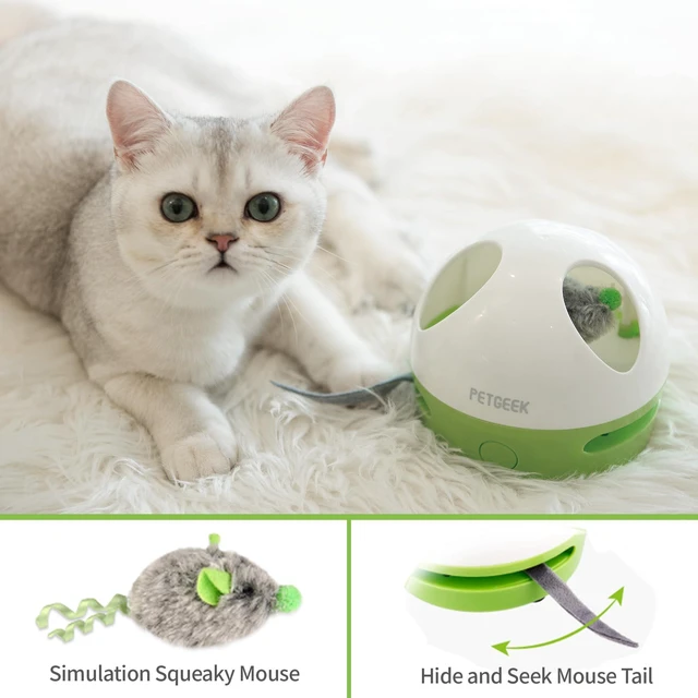 Alt view image 6 of 7 - Hidey Mouse Electronic Interactive Cat Toy, Hide Mouse Cat Toy with Squeaky Mouse, Automatic Cat Toys with Catnip Filled Hidey Mouse, Cat Toys Interactive for Indoor Cats Play (Green)