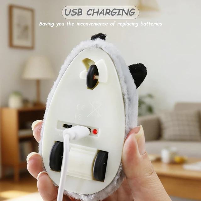 Alt view image 7 of 7 - Interactive Mouse Cat Toy, Automatic Moving Fake Rat Mouse Cat Toy, Realistic Rechargeable Dog Mouse Toy with Sound & Feather & Bell, Prank Joke Scary Trick Rats for Cats Dogs